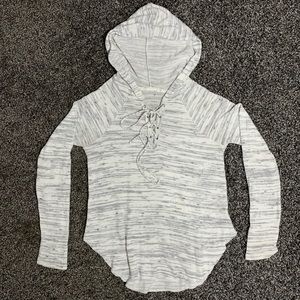 American Eagle Outfitters Soft & Sexy hoodie size S white & grey with tie front